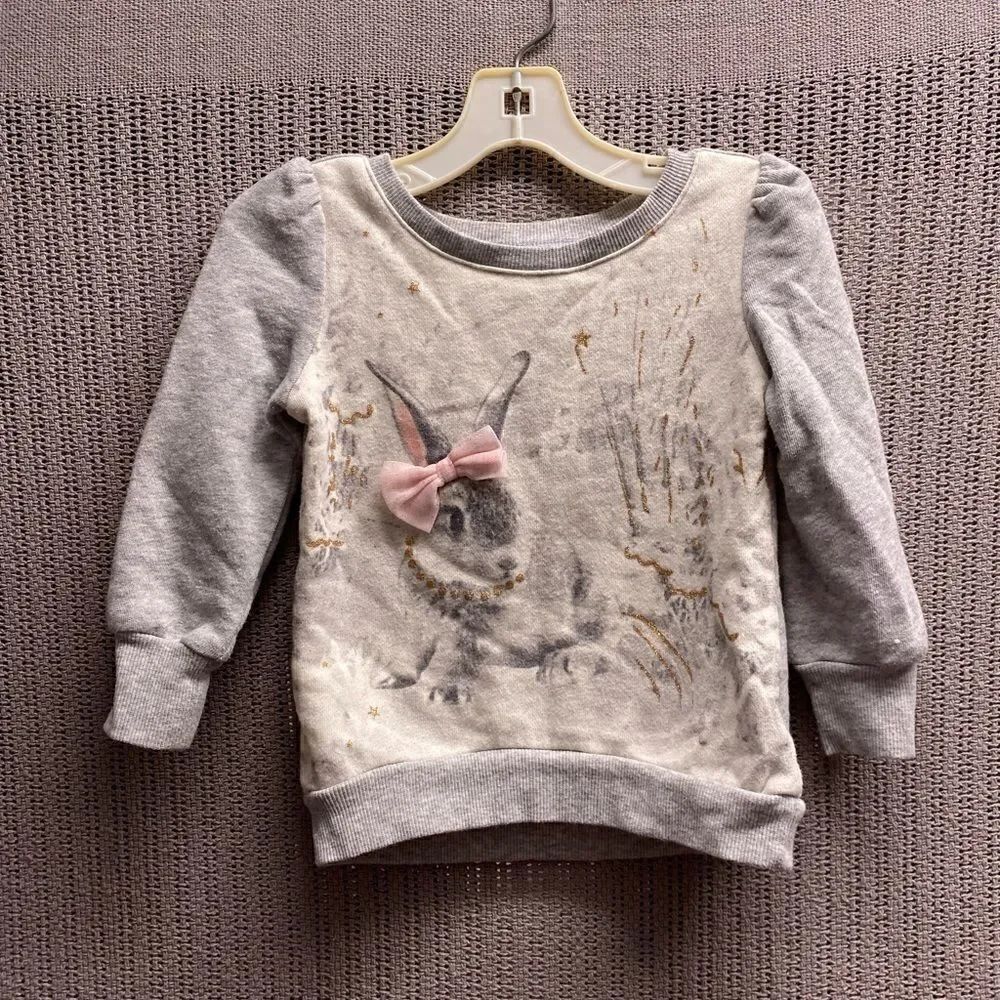 Toddler girls epic threads bunny with bow and gold glitter sweatshirt